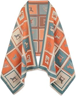 EXTREE Scarfs for Women Pashmina Silky Shawl Wrap for Evening Dressing Blanket Open Front Poncho Cape