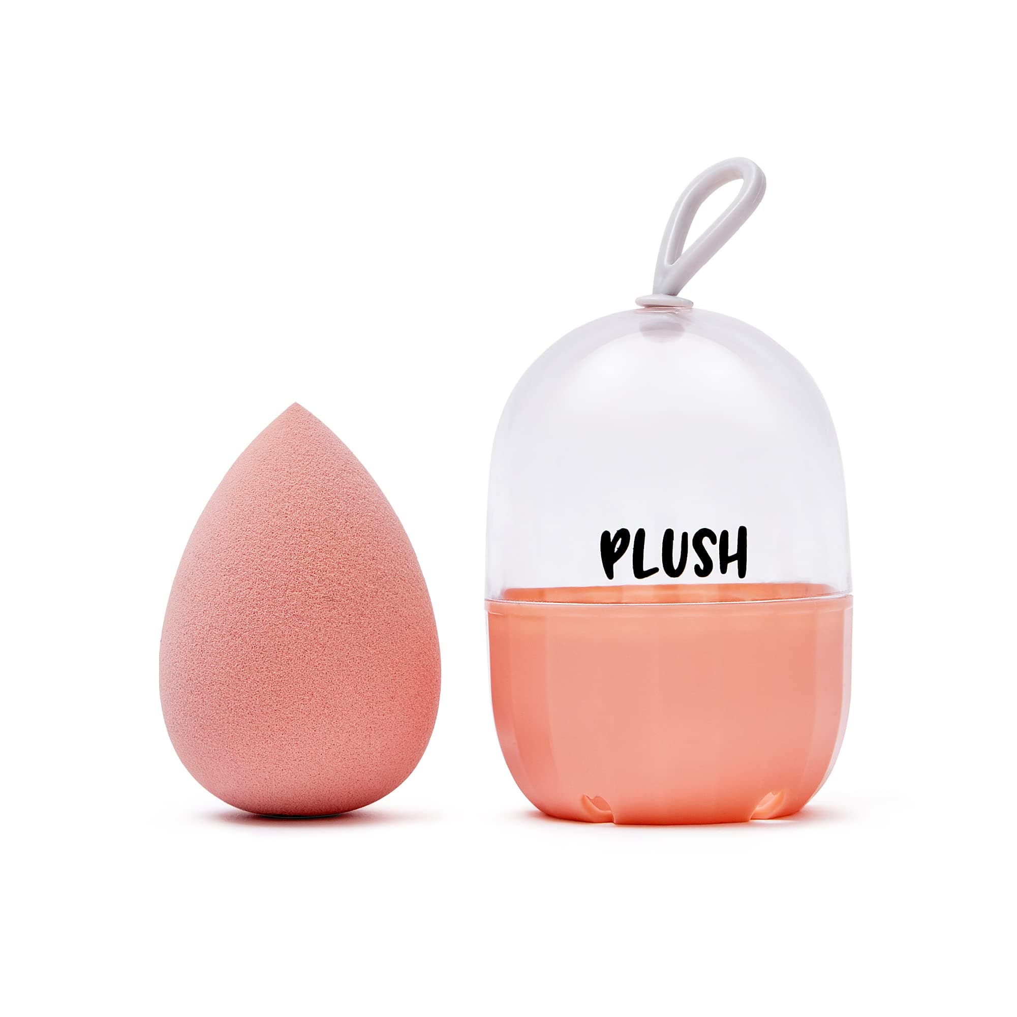 Peachy Puff Microfiber Beauty Blender with Case | Makeup Sponge That Saves Up to 60% Makeup | Teardrop Cut | For All Makeup Formulations | Cruelty-Free | Latex-Free | Vegan