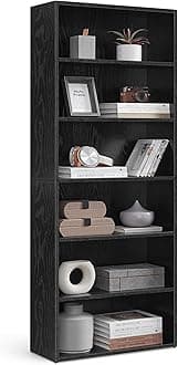 VASAGLEBookshelf, 6-Tier Open Bookcase with Adjustable Storage Shelves, Floor Standing Unit, Black