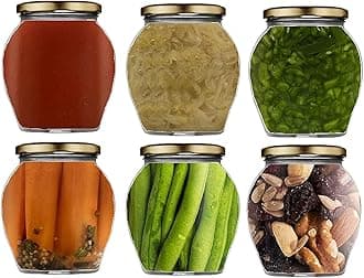 Ash & Roh® - Clear Glass Jar And Container With Air Tight Lid Storage of Spices and Dry Fruit (500 ML MATKA, 6)