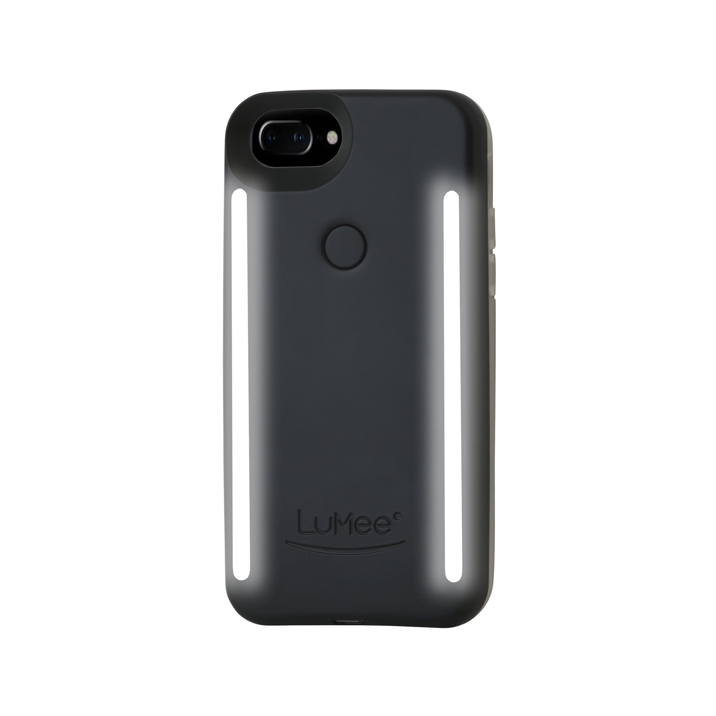 LuMee Duo Phone Case, Black Matte | Front & Back LED Lighting, Variable Dimmer | Shock Absorption, Bumper Case, Selfie Phone Case | iPhone 8+ / iPhone 7+ / iPhone 6s+ / iPhone 6+
