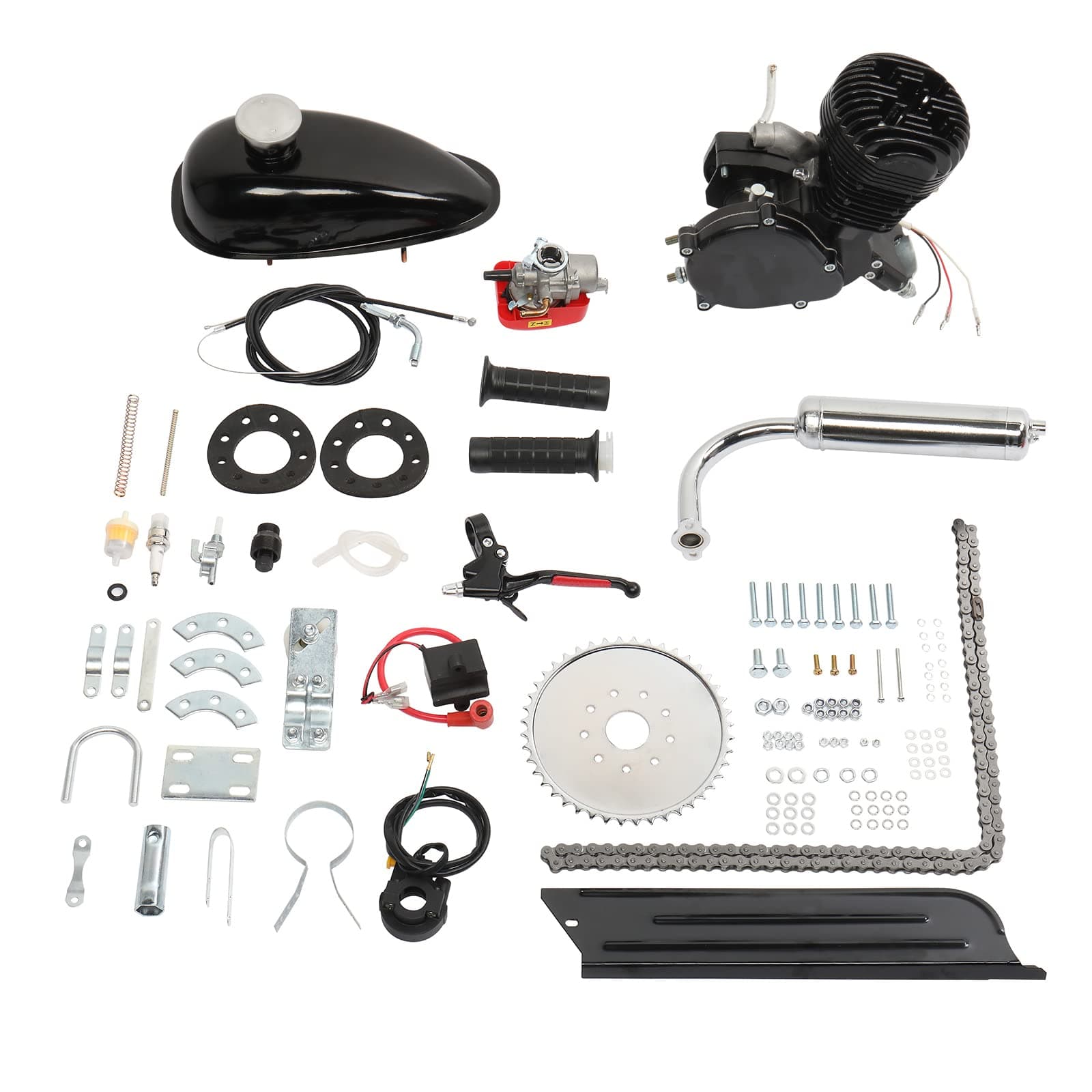 Ktaxon 100cc Bicycle Engine Kit, 2-Stroke Engine Bicycle Engine Bike Motor Kit with Super Fuel-efficient, Powerful Engine for Most 26" Bikes