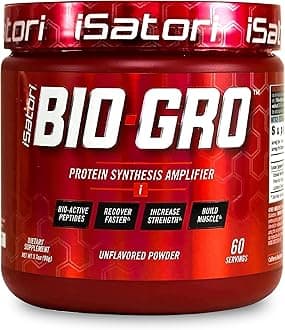 BIO-GRO Protein Synthesis Amplifier, for Muscle Recovery & Growth, Enhanced Stimulant Free Pre Workout & Colostrum Supplement with Bio-Active Peptides- Unflavored (60 Servings)