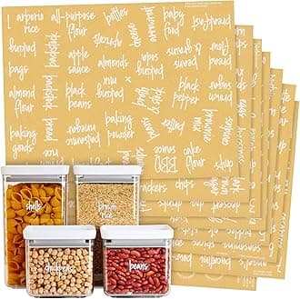Kitchen Labels for Pantry Containers - 375-Pack, White Script on Clear Vinyl - Waterproof Preprinted Jar & Food Storage Container Labels - Kitchen Storage & Organization