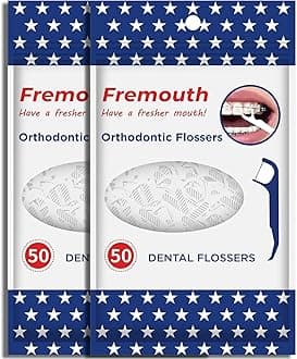 Fremouth Upgraded Orthodontic Flossers for Braces - Ortho Dental Floss Picks, 50 Count (Pack of 2)