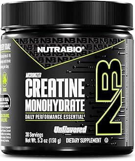 NutraBio Pure Micronized Creatine Monohydrate Powder Supplement, Unflavored, (150 g) - Supports Bulk Muscle Energy, Recovery, and Strength - HPLC Tested Creatine Powder Supplement for Men and Women