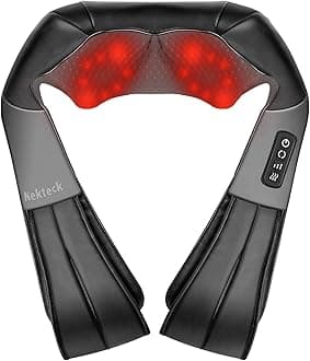 Nekteck Shiatsu Neck Massager with Heat for Pain Relief Deep Tissue, 2026 Upgraded 3D Back Shoulder Kneading Massage Pillow, Mother's Day Father's Day Relaxation Gifts for Mom Dad, Black(NOT Cordless)