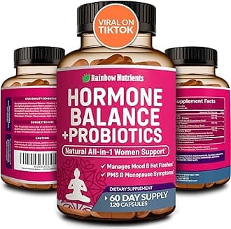 Hormone Balance + Probiotics for Women- Natural Menopause Relief, Weight Management, Bloating, Hot Flashes, PMS | Organic Maca, Chasteberry, Dong Quai & Black Cohosh | Non GMO |120 V Capsules