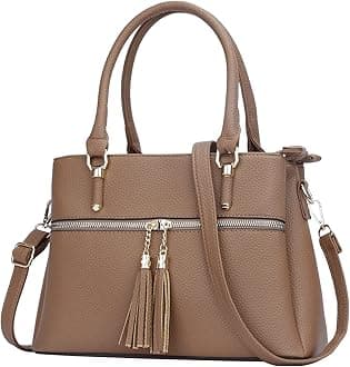 Women Satchel Bags Handle Shoulder Handbags and Purses Pockets Zipper Leather Crossbody Bags