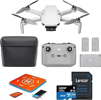 DJI Mini 4K, Drone with 4K UHD Camera for Adults, Under 249 g, 10km Video Transmission, Auto Return, Wind Resistance, Bundle with 64gb SD Card and Landing Pad (Fly More Combo, 93-min)