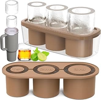 Ice Cube Tray for Tumbler Cup 30Oz-40Oz, 3 Pcs Silicone Cylinder Ice Mold with Lid and Bin for Freezer, Easy Fill and Release Ice Maker for Whiskey, Cocktail BPA-Free