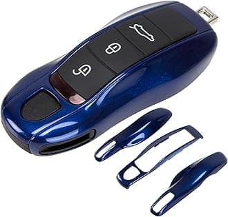 3-Piece Painted Key Cover Key Fob Shell Compatible with Porsche Key Shell Replacement (MK1, Gentian Blue)