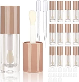 COSIDEA 14pcs Empty Nude 6ml big doe foot wand lip gloss tubes Round Chunky lipgloss tubes containers wholesale with thick large brush