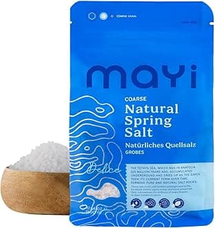 MAYİ Ancient Natural Spring Coarse Salt 1.1 lb - Hand-Harvested, Kosher, Microplastic-Free, Mineral-Rich, Unrefined Salt for Electrolyte Drinks, Cooking, Canning, Low Sodium