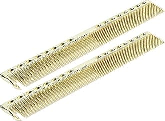 Stainless Steel Barber Comb, 2Pcs Metal Pick Flat Top Teasing Comb for Hair Styling Salon (Gold)