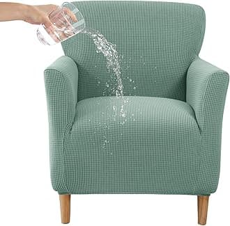 CRFATOP Stretch Mid Century Modern Armchair Slipcover 1-Piece Jacquard Accent Chair Covers with Arms Soft Waterproof Chair Slipcovers for Living Room Furniture Protector Office Reception Reading,Green