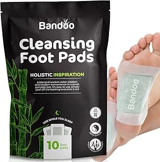 Bandoo Original Foot Pads | Premium Natural Foot Care Pads with Bamboo Vinegar & Tourmaline | Comfortable Overnight Foot Application | for Men & Women | 10 Pads