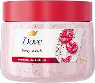 Dove Cherry & Chia Milk Body Scrub Exfoliates and Deeply Nourishes for Smooth, Radiant Skin 15 oz