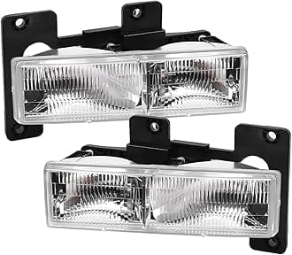 2Pcs Headlights Assembly compatible with 1988-2002 OBS Chevy Silverado GMC 1500 2500 3500 Suburban,1992-1999 Blazer,1995-2000 Tahoe Headlamp, Replace #GM2502101 GM2503101