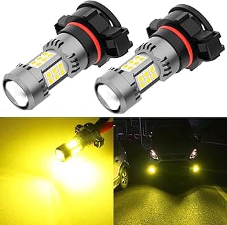 PSX24W 2504 12276 LED Fog Light Bulbs, 3200 Lumens Super Bright, 3000K Golden Yellow, 3030 30 SMD Chips, DRL Replacement Lamps for Cars, Trucks, SUVs, Pack of 2