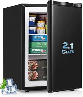 2.1 Cu.ft Compact Upright Freezer, Single Door Mini Freezer with Adjustable Thermostat, Removable Shelves, Energy-Saving & Low Noise, Small Freezer for Home/Dorm/Apartment/Office (Black)