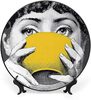 Lina Cavalieri Plate, Fornase Decorative Plate Face Makeup Plate Wall Hanging Decoration,Including Bracket and Special Spring Hook,style-11,6inch