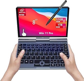 8 Inch 2-in-1 Mini Laptop,HD Rotatable Touch Screen Support Handwriting Windows 11 Pro Small Laptop,Intel N100/N150,12GB RAM, 1TB SSD,Wi-Fi 6, BT 5.2,2 MP Camera,G-Sensor,HDMI,Type C Ultra Pocket PC