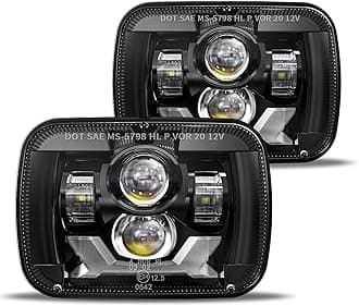 HWSTAR Pair 180W 1000% Bright H6054 5x7 7x6 Led Headlights Compatible with Jeep Cherokee XJ Wrangler YJ DOT Anti-glare DRL Turn Signal Hi/Low Sealed Beam Ford Chevy GMC Toyota Nissan Dodge etc Black
