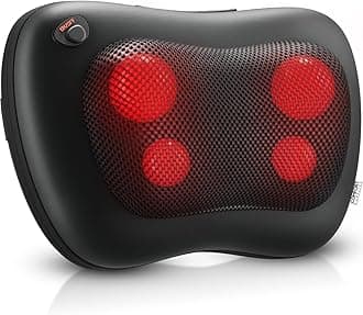 Comfort Supplies Shiatsu Massager Cushion with Heat – Deep Tissue Kneading Massage Pillow for Neck, Lower Back, Shoulder, Muscle Pain Relief – Home, Office, Car, Bed Use – 1 Year Warranty