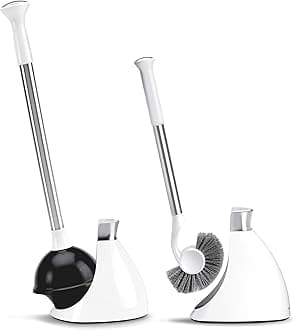 simplehuman Plunger and Toilet Brush Bundle, White