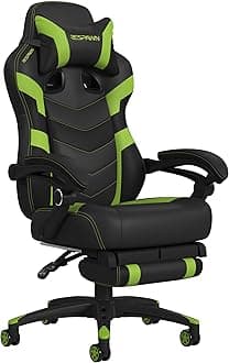 Respawn 110 Pro Ergonomic Gaming Chair with Footrest for Adults - Comfortable Office Gaming Recliner with Lumbar Support and Headrest, Racing Style Video Game Chairs for Computer Gamer - Green