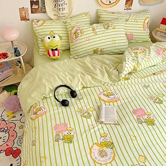 HOLY HOME Kid’s Bedding, Cartoon Duvet Cover Set 4 Piece Birthday Gift Bedclothes (Frogg, Twin)