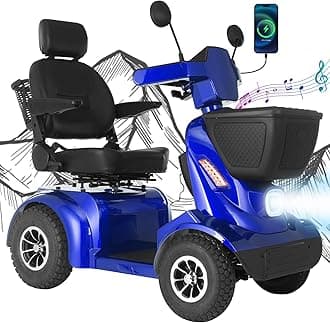 MS02 MAX All Terrain 1000W Electric Mobility Scooter for Adults& Seniors - 500LBS Load & 32 Miles Range Powerd Wheelchair Device w/Off-Road Absorber, Bluetooth Speaker, Dual Baskets, LED Light System