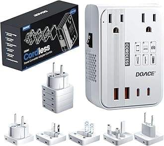 DOACE 220V to 110V Converter for European Travel - 350W Cordless Voltage Converter US to Europe, Power Converter with PD Chargers for Hair Straightener Shaver Toothbrush Phone