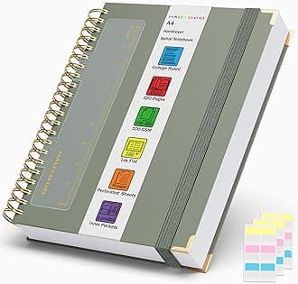 HAUTOCO Spiral Notebook Journal 8.5X 11", College Ruled Leather Notebook with 320 Pages, 100 GSM Paper, A4 Hardcover Notebook, Lined Journaling Notebooks for Work Office School Business, Olive Green