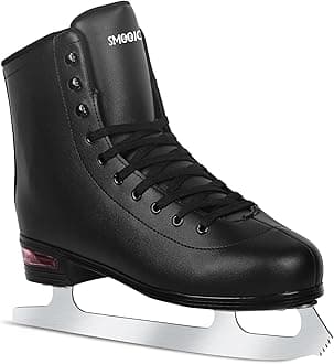 Figure Ice Skates for Women and Men - Air Cushion Deluxe Hockey Black Ice Skate Premium Leather Skates Indoor Outdoor Rink for Teens Beginner