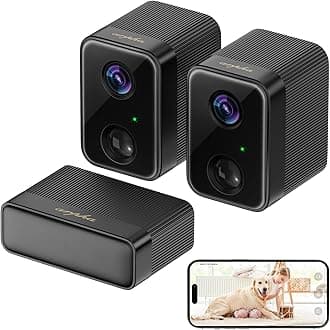 Wireless Security Camera Outdoor Indoor, Arpha Home 2 Camera Security System with 5 Months Battery Life, No Contact, 64GB Local Storage, 1080P HD, 2-Way Audio,Night Vision, Work with Alexa