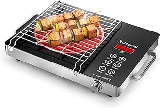 Longway Infralite Pro ICT 2200 W Infrared Cooktop with Free Stainless Steel Grill | Auto Shut Off & Overheat Protection (Black, Touch Control)