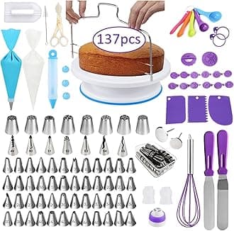 Beauenty Cake Decorating Tools Kit, Cake Baking Tool Set With Stainless Steel Piping Nozzle, Cake Decorating Supplies for Beginners and Professional Masters (137pcs)