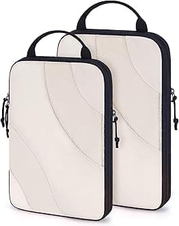BAGSMART Compression Packing Cubes, 2 Set Travel Packing Cubes for Carry on Suitcases, Compression Suitcase Organizers Bag Set & Travel Cubes for Luggage, Lightweight Packing Organizers White Opal