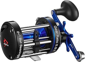 Piscifun Chaos XS Baitcasting Fishing Reel, Reinforced Metal Body Round Baitcaster Reel, Smooth Powerful Saltwater Inshore Surf Trolling Reel, Conventional Reel for Catfish, Musky, Bass, Pike