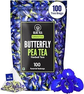 BLUE TEA - Butterfly Pea Flower Tea - 100 Count - Pyramid Plant Based Tea Bag | ANTIOXIDANT RICH | Tea Gift - Herbal Tea - Flower Based - Caffeine Free - Non-Bitter | Zipper Pack