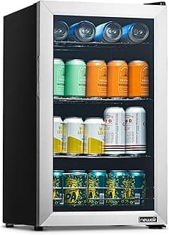 - Small Cooler 2.4 Cu. Ft. Mini Fridge for Bedroom in Stainless Steel, 100 Can Capacity Beverage Refrigerator with 5 Custom Temperature Settings for Beer, Wine, Soda, and Cooler Drinks