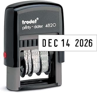 Trodat Printy 4820 Date Stamp, Self-Inking Stamp for Professional and Personal Applications, 3/8” x 1-¼”, Eco-Friendly Climate Neutral Product (Black)