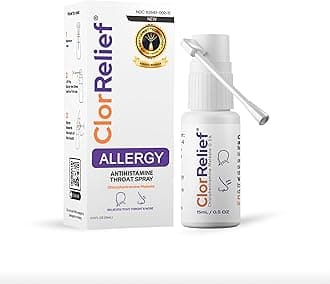 ClorRelief Antihistamine Throat Spray for Allergies – Chlorpheniramine 0.5 FL Oz – Relief for Itchy Throat, Sneezing, & Allergy Symptoms – Non-Drowsy, Adult Use