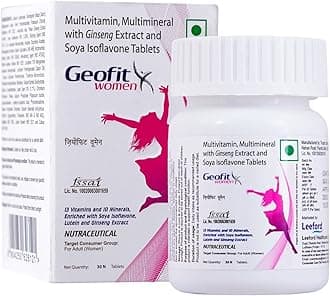 Geofit Multivitamin Tablets for Women | With Vitamin C, B3, E, D2, Isoflavone, Ginseng Ext. & 10 Mineral Blend | For Daily Energy, Immunity & Metabolism Support 30 Tablets