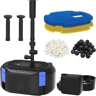 All-in-One Koi Pond Filters for Outdoor Ponds 200-350 Gal, Pond Fountain Pump with 3 Spray Patterns, Fountain Kit with 400GPH Water Pump for Garden, Water Feature, Bird Baths