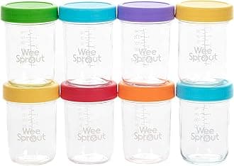 WeeSprout Glass Baby Food Storage Jars - 8 Set | 8 oz Baby Food Jars with Lids | Freezer Storage | Reusable Small Glass Baby Food Containers | Microwave/Dishwasher Friendly | for Infants/Babies