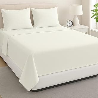 ARlinen Queen Waterbed Sheet Set - 4 Piece, 100% Cotton, 18 Inch Deep Pockets, Attached Design, Extra Soft Solid Ivory Bed Sheets