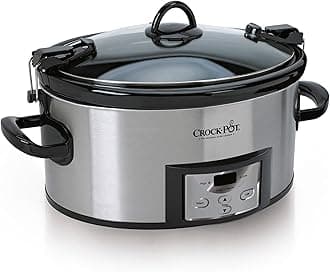 - Crock-Pot 6 Quart Cook & Carry Programmable Slow Cooker with Digital Timer Stainless Steel (CPSCVC60LL-S) pack of 1